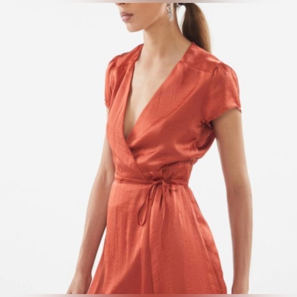 Irregular /Urban Outfitters Brown Silk Wrap Dress